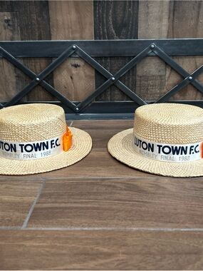 Luton Town F.C. Straw Boater Hats size large with Orange Accent
